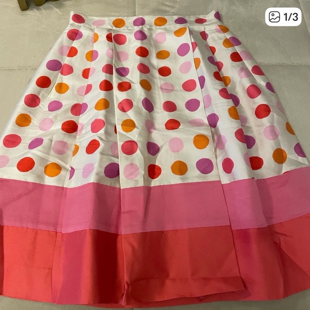 Kate Spade Pink and Orange Polka Dot A-Line Skirt